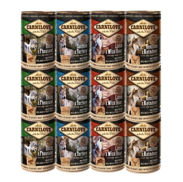 CARNILOVE Mokra karma dla psa WILD MEAT Mix Smaków 12x400g
