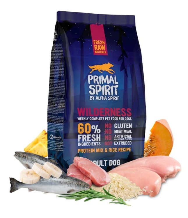 PRIMAL SPIRIT Karma sucha dla psa Wilderness 1kg WIEPRZOWINA KURCZAK RYBY