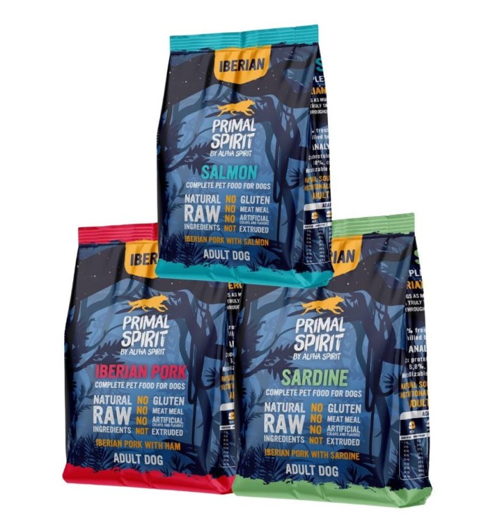 PRIMAL SPIRIT Karma sucha dla psa Iberian MIX SMAKÓW 3x1kg BEZ KURCZAKA
