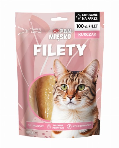 PAN MIĘSKO Przysmak dla kota dorosłego Filety Kurczak 100g