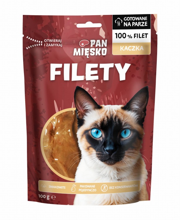 PAN MIĘSKO Przysmak dla kota dorosłego Filety Kaczka 100g