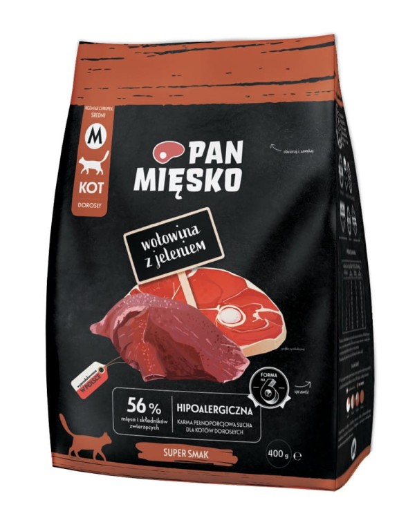 PAN MIĘSKO Karma sucha dla kota MIX SMAKÓW 10x400g chrupki