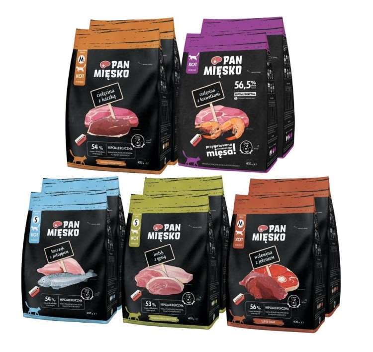 PAN MIĘSKO Karma sucha dla kota MIX SMAKÓW 10x400g chrupki