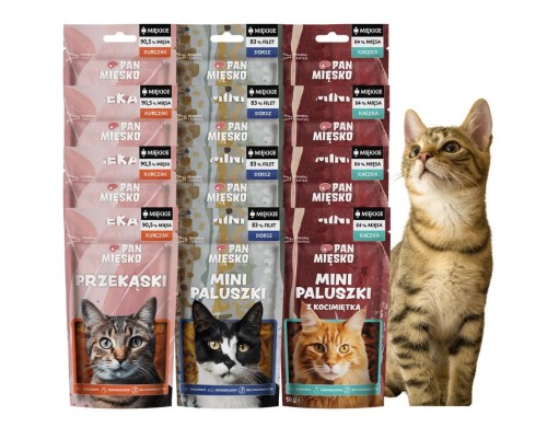 PAN MIĘSKO Naturalne Miękkie Przysmaki dla kota MIX 12x50g MONOBIAŁKOWE