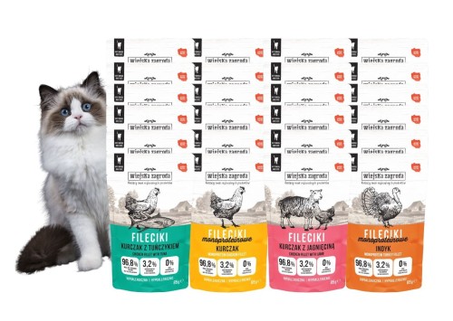 WIEJSKA ZAGRODA Karma mokra dla kota Fileciki MIX smaków 24x85g