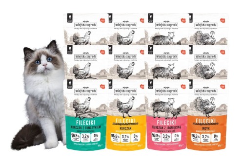 WIEJSKA ZAGRODA Karma mokra dla kota Fileciki MIX smaków 12x85g