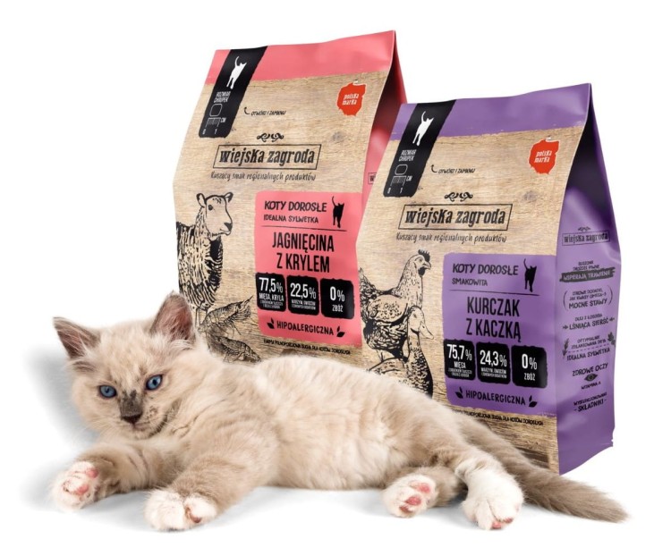 WIEJSKA ZAGRODA Karma sucha dla kota MIX SMAKÓW 2x400g