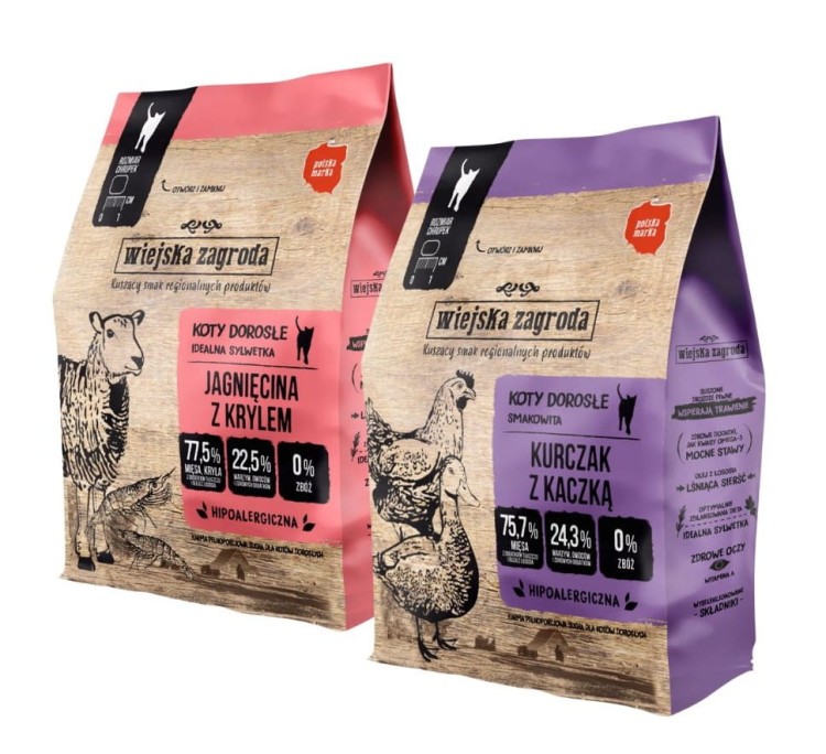 WIEJSKA ZAGRODA Karma sucha dla kota MIX SMAKÓW 2x400g