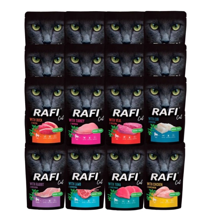 RAFI mokra karma dla kota MIX smaków 24x100g BEZZBOŻOWA Dolina Noteci