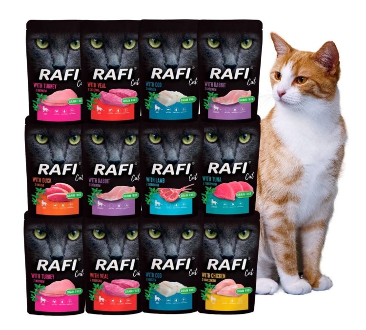 RAFI mokra karma dla kota MIX smaków 12x100g BEZZBOŻOWA Dolina Noteci