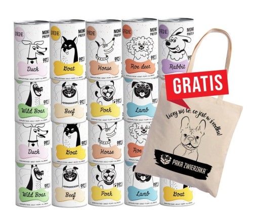 PEPE mokra karma dla psa MIX SMAKÓW 20x400g Monoproteinowa