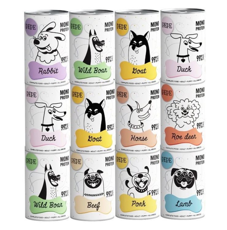 PEPE mokra karma dla psa MIX SMAKÓW 12x400g Monoproteinowa