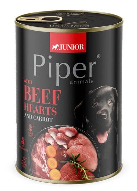 PIPER JUNIOR mokra karma dla psa z sercami wołowymi i marchewką 400g