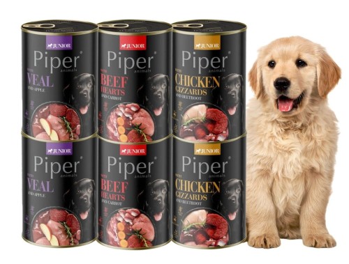 PIPER JUNIOR mokra karma dla psa MIX SMAKÓW 6x400g Dolina Noteci