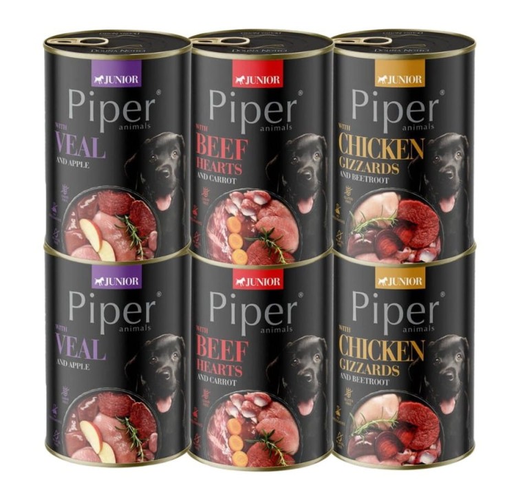 PIPER JUNIOR mokra karma dla psa MIX SMAKÓW 6x400g Dolina Noteci