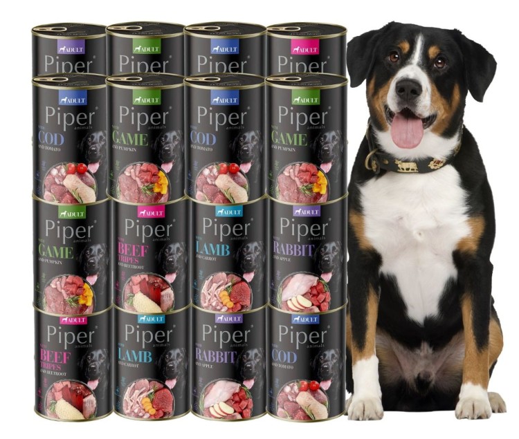 PIPER Adult mokra karma dla psa MIX SMAKÓW 24x400g Dolina Noteci