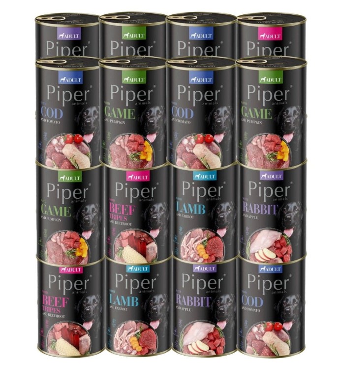 PIPER Adult mokra karma dla psa MIX SMAKÓW 24x400g Dolina Noteci