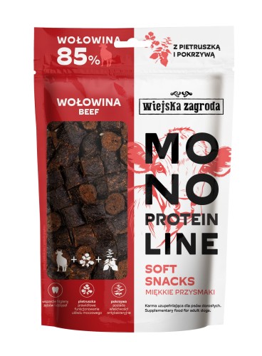 WIEJSKA ZAGRODA Przysmak dla psa Monoproteinowe miękkie kąski Wołowina 115g