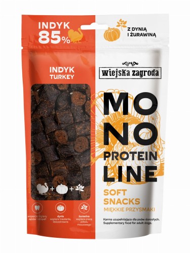 WIEJSKA ZAGRODA Przysmak dla psa Monoproteinowe miękkie kąski Indyk 115g