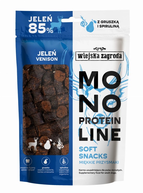 WIEJSKA ZAGRODA Przysmak dla psa Monoproteinowe miękkie kąski Jeleń 115g