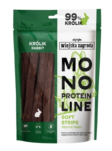 WIEJSKA ZAGRODA Przysmak dla psa Monoproteinowe miękkie paski Królik 100g