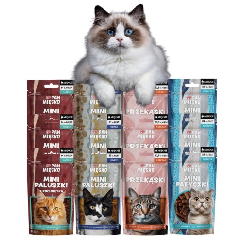 PAN MIĘSKO Naturalne Miękkie Przysmaki dla kota MIX 12x50g