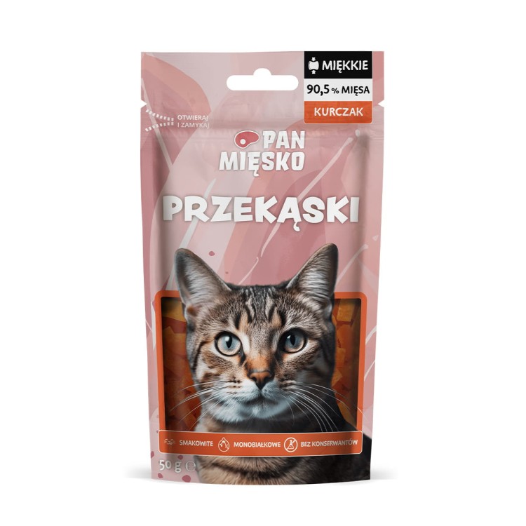 PAN MIĘSKO Naturalne Miękkie Przysmaki dla kota MIX 12x50g