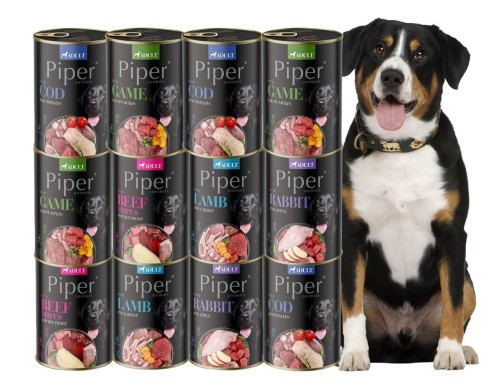 PIPER Adult mokra karma dla psa MIX SMAKÓW 12x400g Dolina Noteci