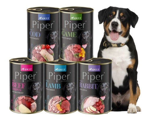 PIPER Adult mokra karma dla psa MIX SMAKÓW 5x400g Dolina Noteci