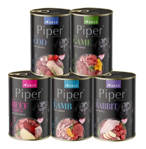 PIPER Adult mokra karma dla psa MIX SMAKÓW 5x400g Dolina Noteci