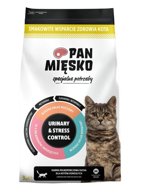 PAN MIĘSKO Karma sucha dla kota Specjalne potrzeby Urinary&Stress Control 3kg