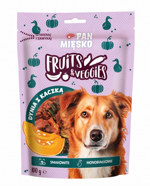 PAN MIĘSKO Przysmak dla psa Fruits&Veggies Dynia z kaczką 100g