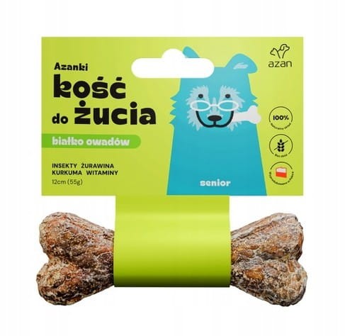 AZANKI Kość do żucia z insektami i dodatkiem witamin - SENIOR 12cm