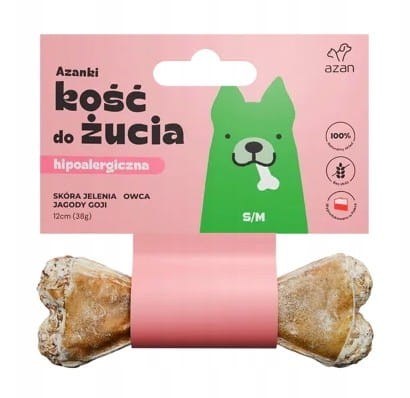 AZANKI Kość ze skóry jelenia z owcą i jagodami goji  Przysmak dla psa – S/M 12cm