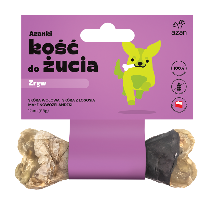 AZANKI Kość do żucia ZRYW Dla Wsparcia Stawów Skóra Wołowa 12cm