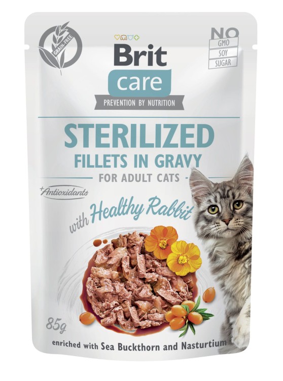 BRIT Care Cat Sterilized Mokra karma dla kota Królik w sosie 85g