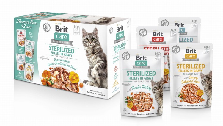 BRIT Care Cat Sterilized Mokra karma dla kota MIX w sosie 12X85g