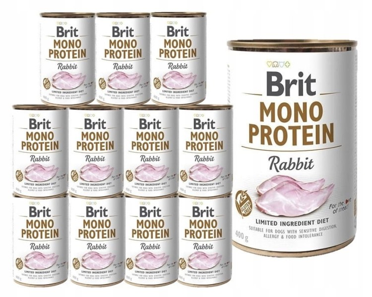 BRIT Mono Protein Rabbit mokra karma dla psa Królik 12x400g HIPOALERGICZNA