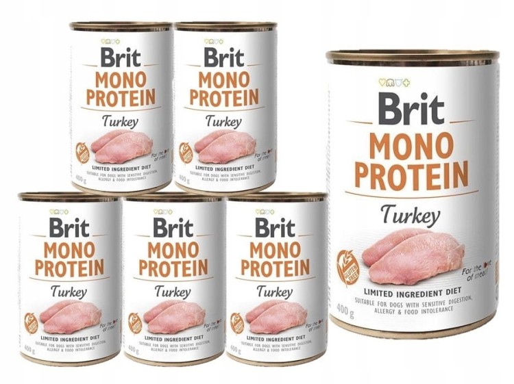 BRIT Mono Protein Turkey mokra karma dla psa Indyk 6x400g HIPOALERGICZNA