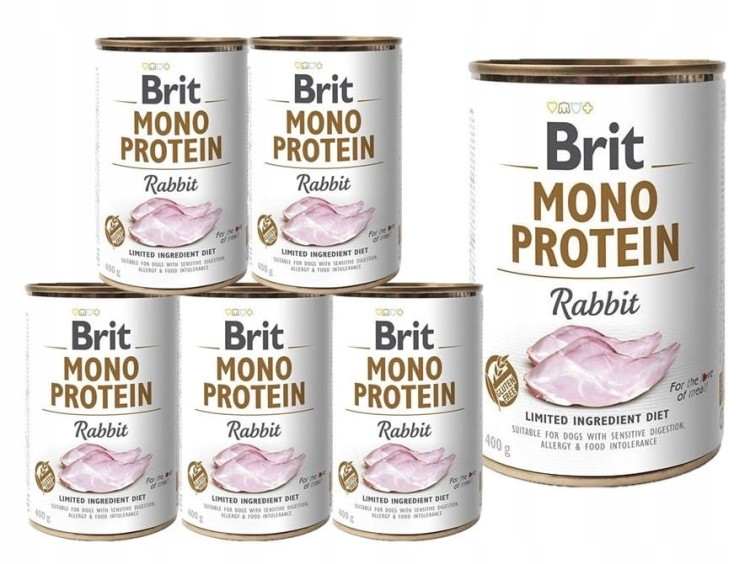 BRIT Mono Protein Rabbit mokra karma dla psa Królik 6x400g HIPOALERGICZNA