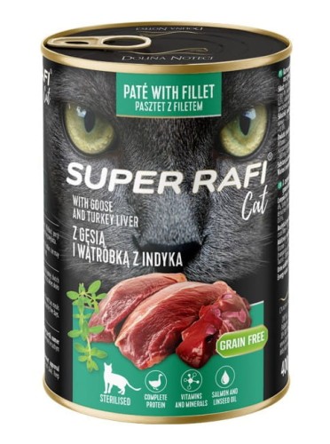 SUPER RAFI CAT mokra karma dla kota sterylizowanego z gęsią i wątróbką z indyka 400g