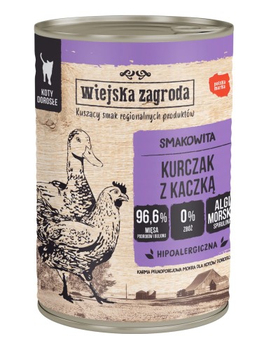 WIEJSKA ZAGRODA Karma mokra dla kota Kurczak z kaczką 400g