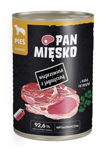 PAN MIĘSKO Karma mokra dla psa Wieprzowina z jagnięciną 400g