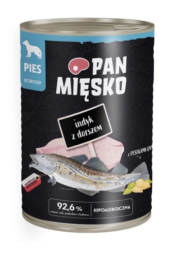 PAN MIĘSKO Karma mokra dla psa Indyk z dorszem 400g