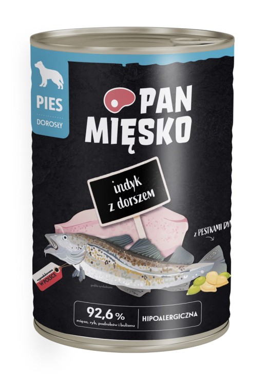 PAN MIĘSKO Karma mokra dla psa Indyk z dorszem 400g