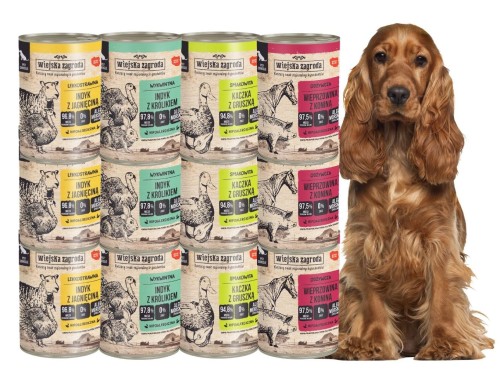 WIEJSKA ZAGRODA Karma mokra dla psa MIX SMAKÓW 12x400g