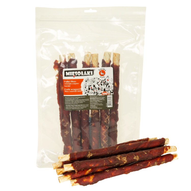 MięsoŁaki Pałki owinięte mięsem kaczki 28cm Przysmak dla psa 500g