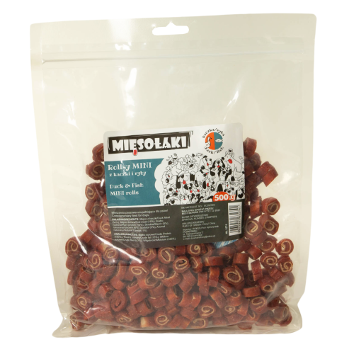 MięsoŁaki MINI Rollsy kaczka z rybą 1cm Przysmak dla psa 500g