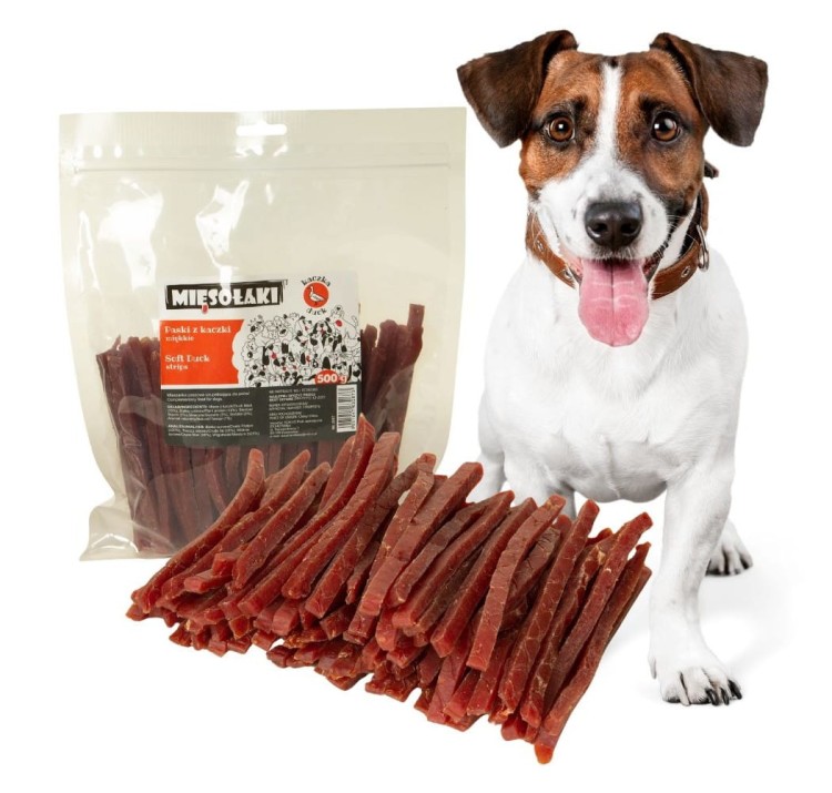 MięsoŁaki Miękkie Paski z kaczki Przysmak dla psa 500g