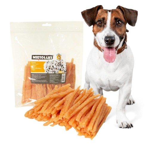 MięsoŁaki Miękkie Paski z kurczaka Przysmak dla psa 500g